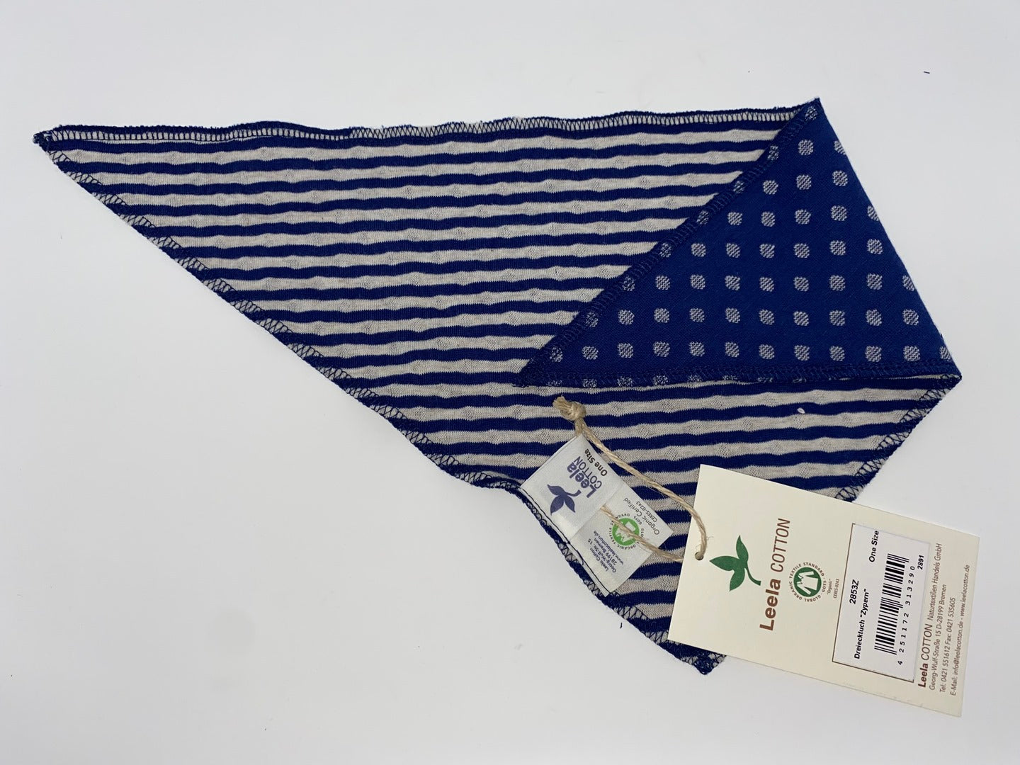 Leela Cotton Dreieck Wende Halstuch Tuch Dreicktuch Lätzchen Blau 100% Bio Baumwolle