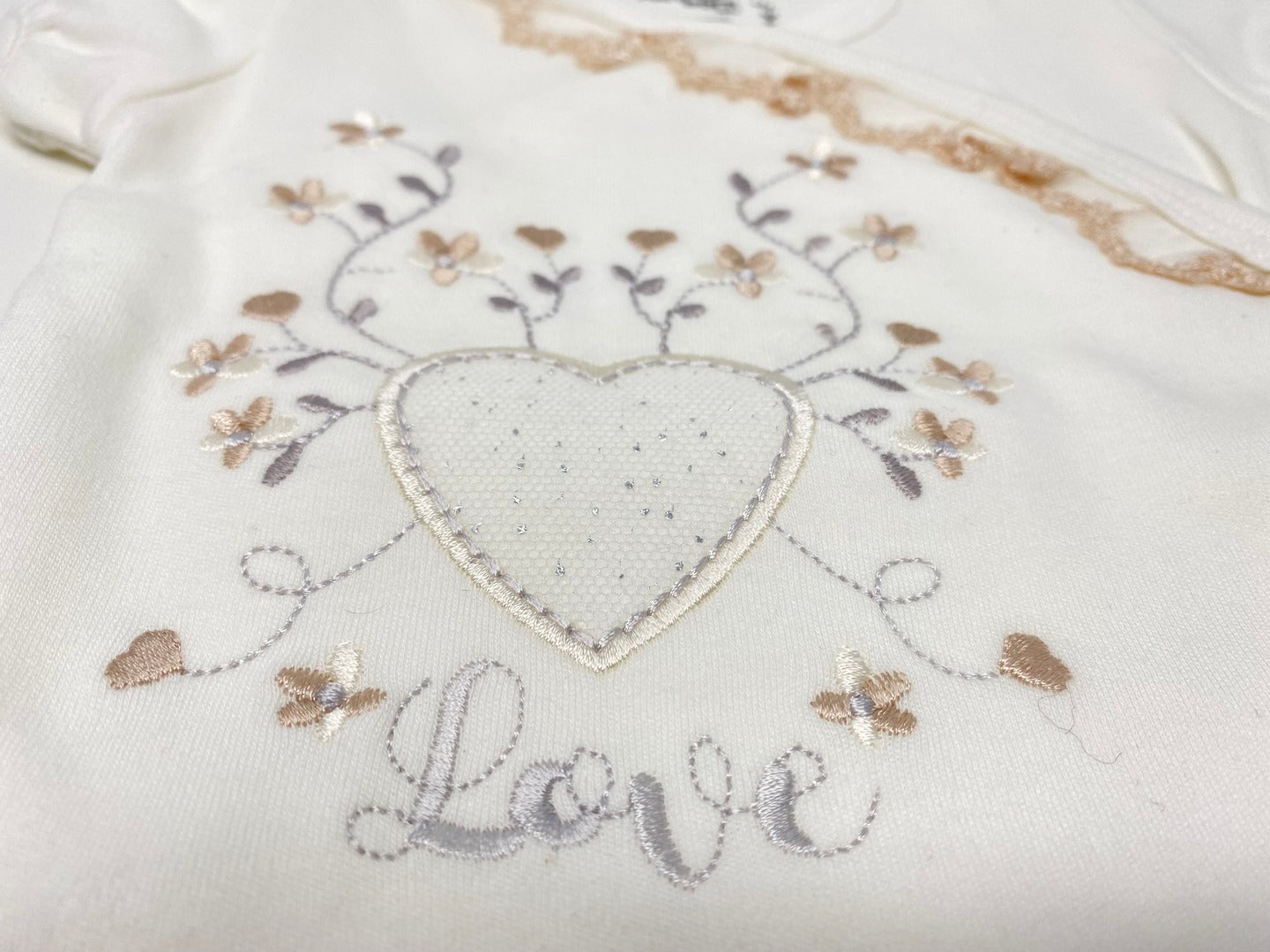 Baby Set Kurzarm Body & Haarband Blümchen Stickerei