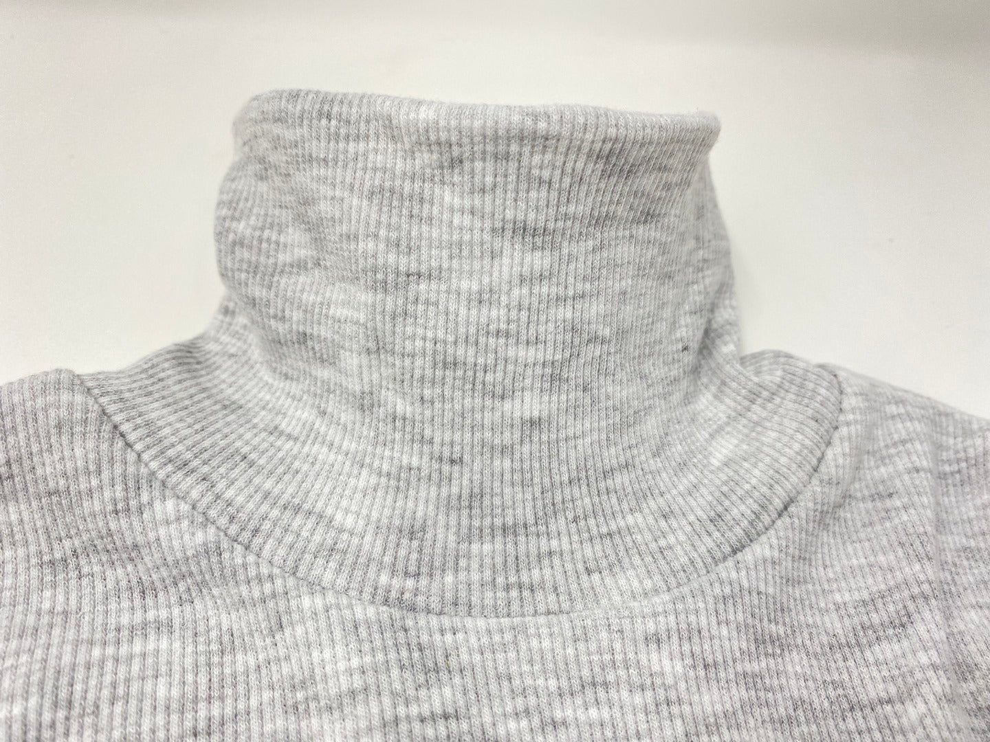 Rollkragen Pullover Kinder Jersey Shirt / Sweat Shirt Sweatshirt gerippt Grau meliert