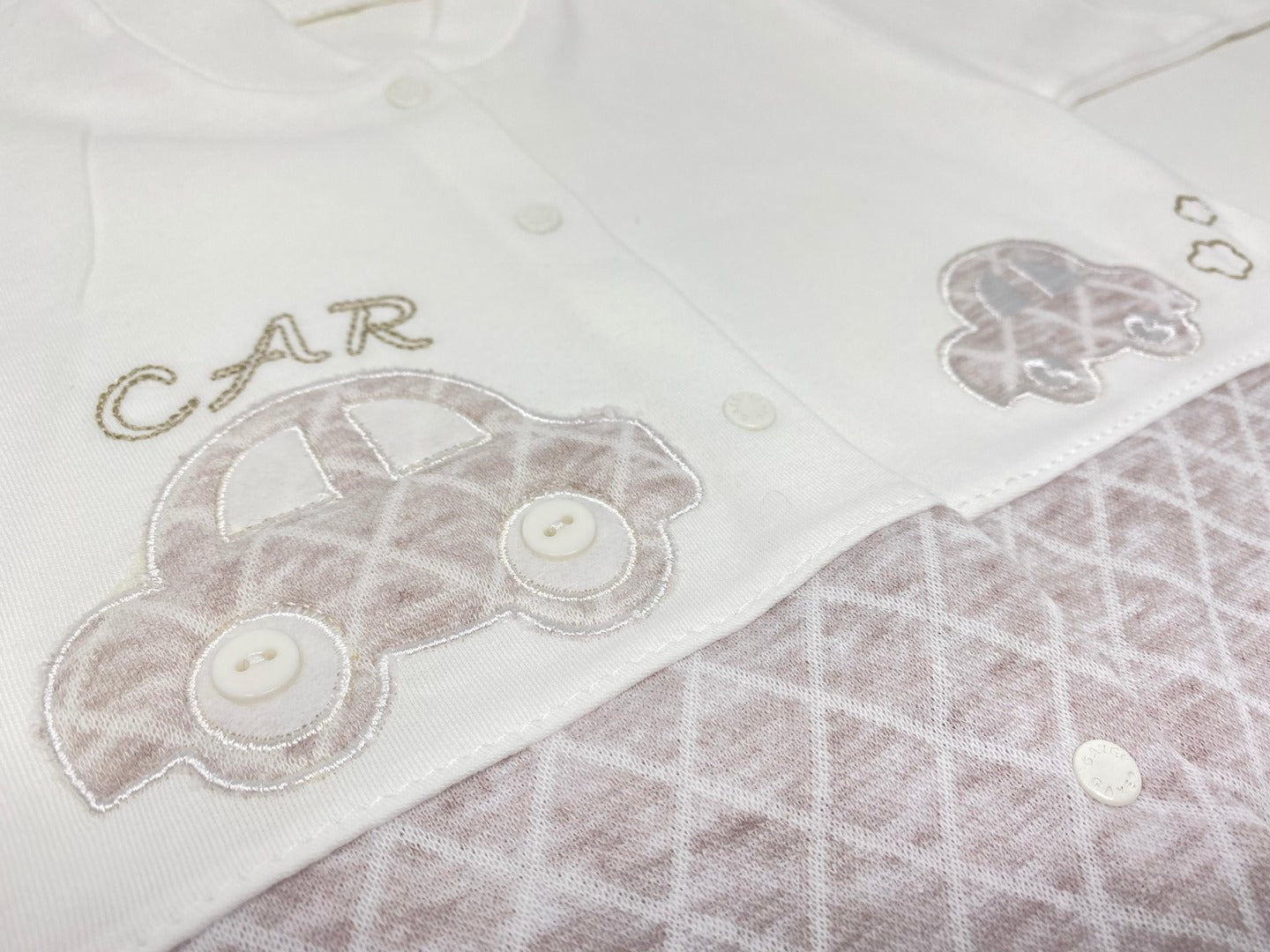 Baby Strampler Einteiler Langarm Overall Jumpsuit für Jungs mit Auto Applikation Stickerei