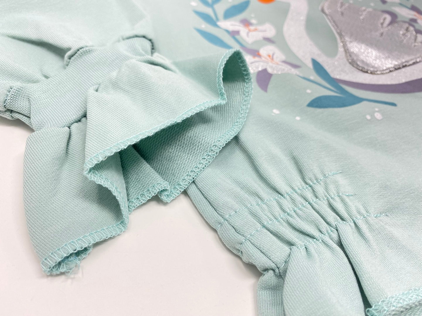 Mädchen Sweat Shirt - Mint - Silber Glitzerner Schwan als Applikation Stickerei