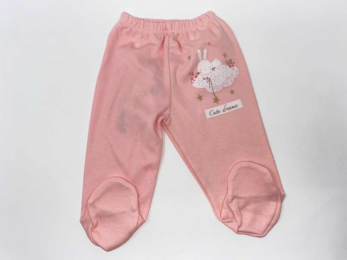 Baby Strampel Hose 3 Teile mit Füßlingen mit Hasen Häschen für Mädchen