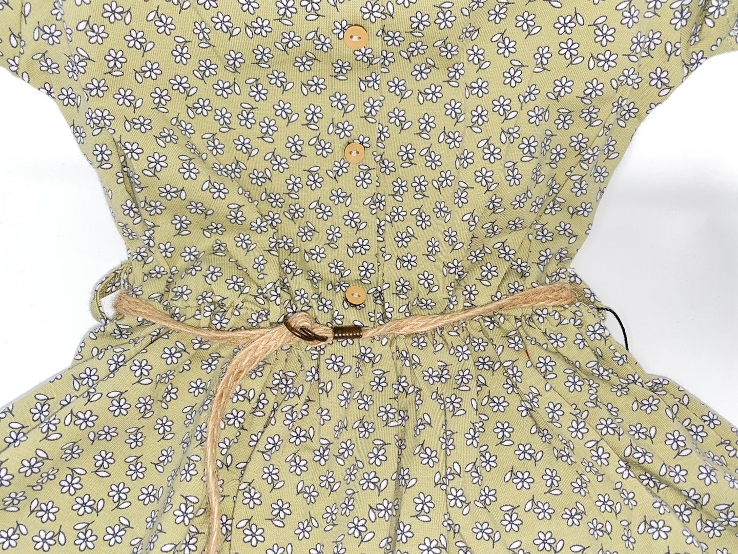 Kleid Baumwollkleid Jerseykleid & Jacke Jäckchen Mädchen weiter Rock Khaki Blümchen Stickerei