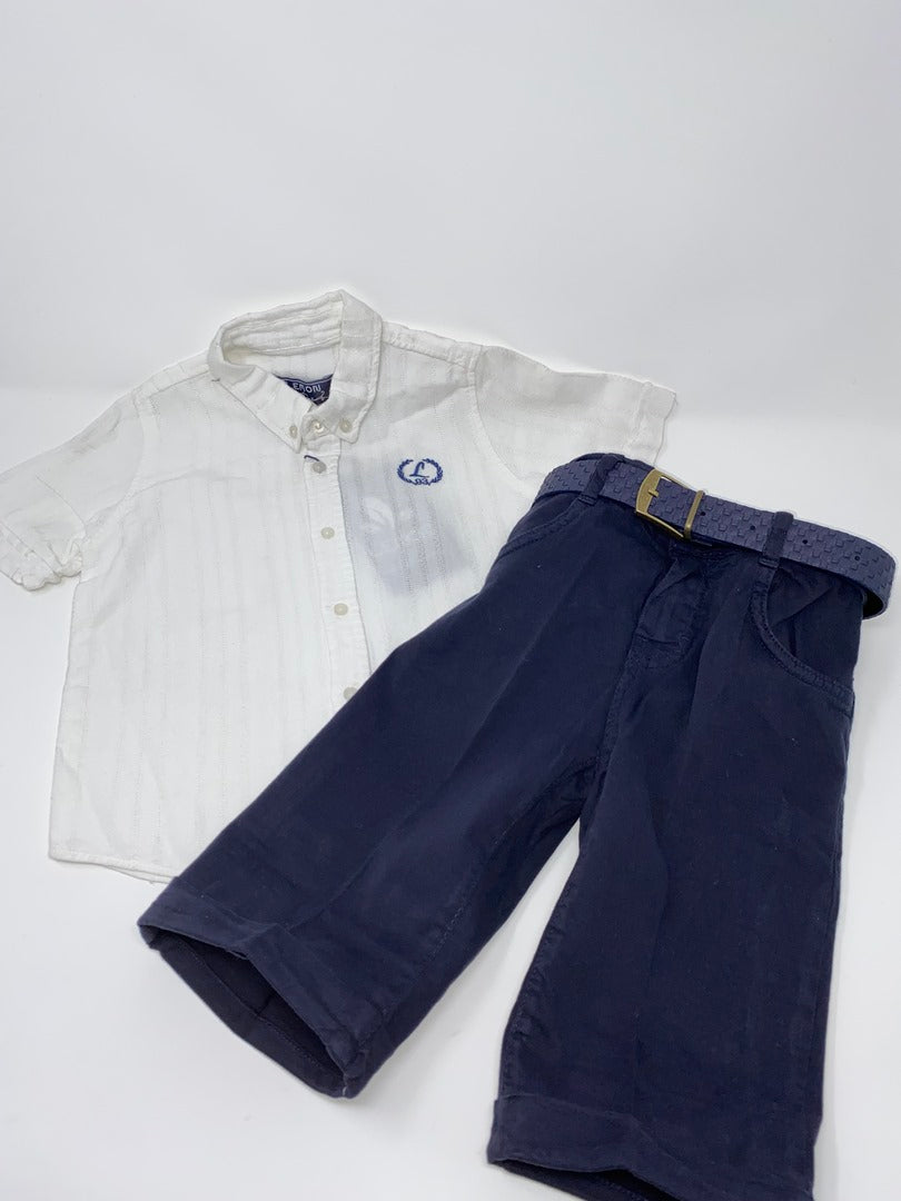 Kinder Jungen Sommer Set Hose & Hemd & Gürtel