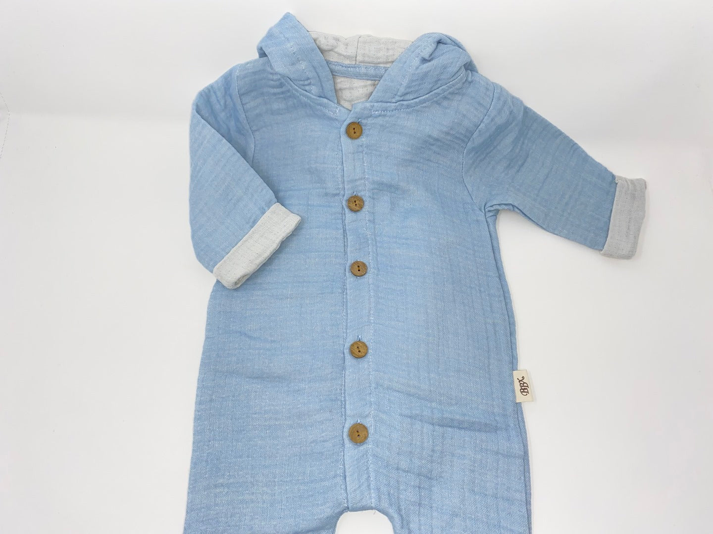 Baby Overall Einteiler Jumpsuit Kapuzenoverall Musselin Jungen Hasenohren reine Baumwolle