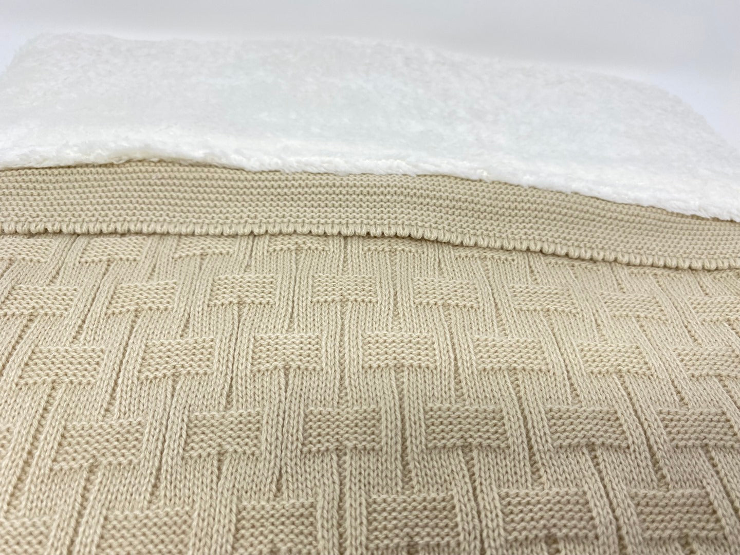 Babydecke Baby Decke Strickdecke gestrickte Decke mit Teddy Plüsch Fleece