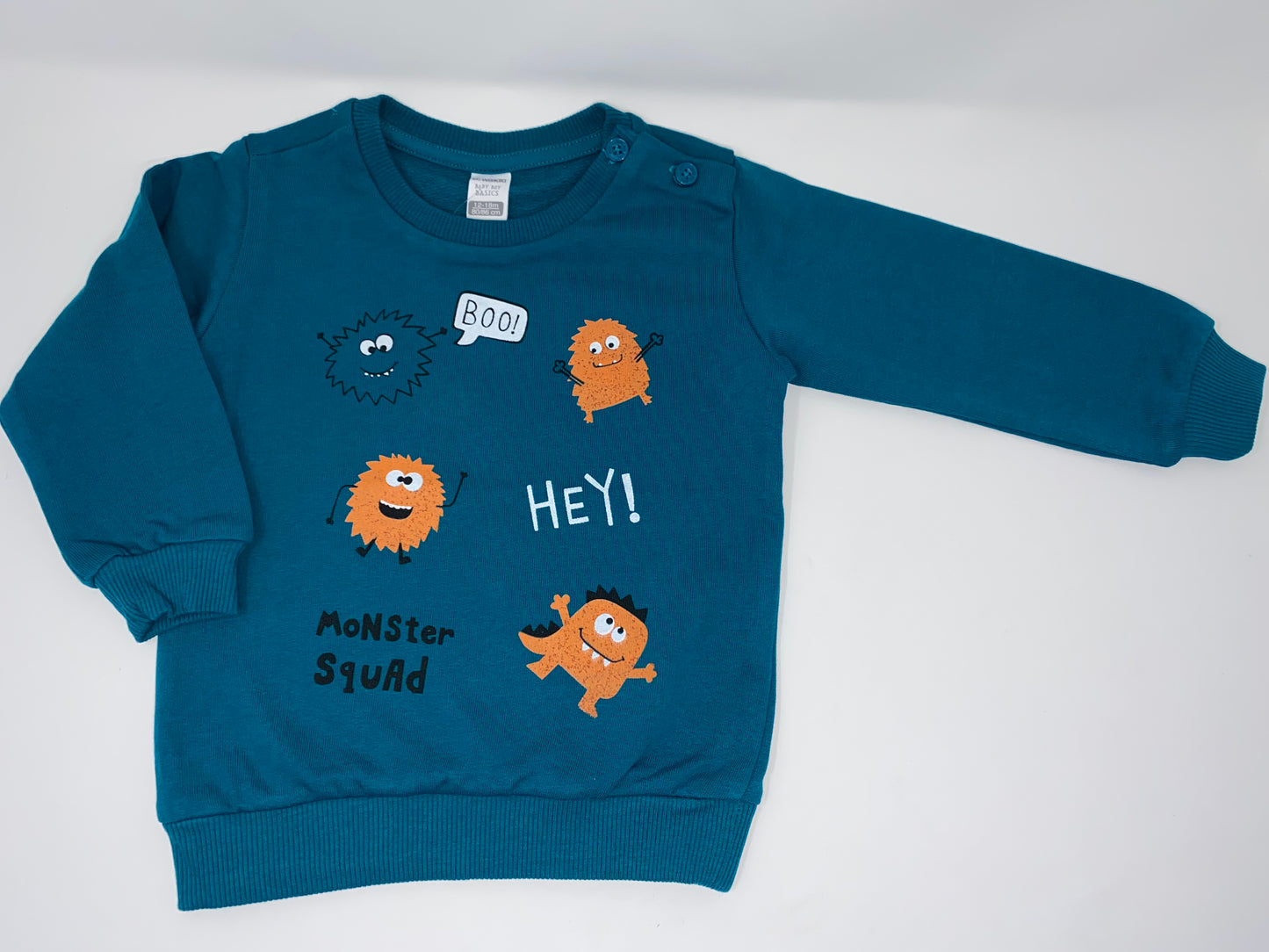 Jungen Pullover Sweat-Shirt Langarmshirt T-Shirt Monster Grün