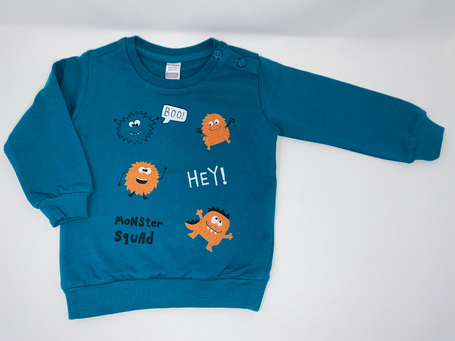 Jungen Pullover Sweat-Shirt Langarmshirt T-Shirt Monster Grün