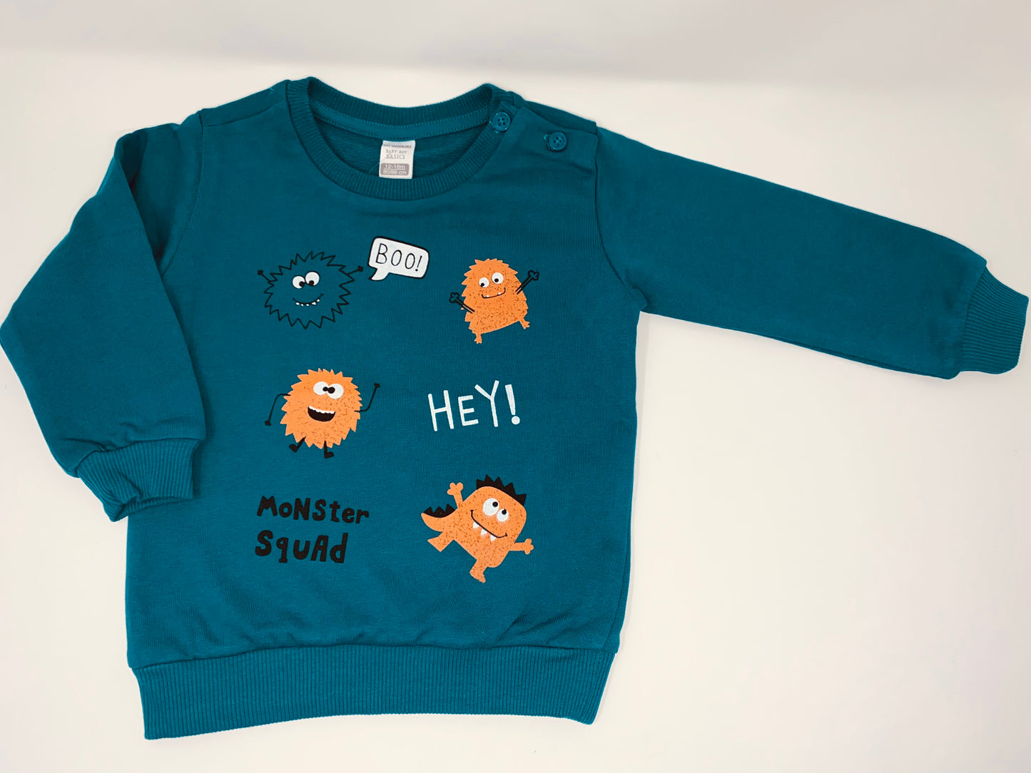 Jungen Pullover Sweat-Shirt Langarmshirt T-Shirt Monster Grün
