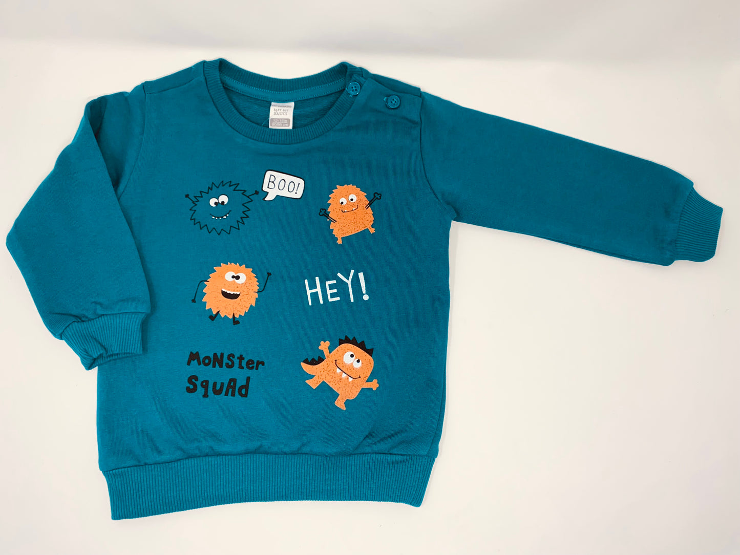 Jungen Pullover Sweat-Shirt Langarmshirt T-Shirt Monster Grün