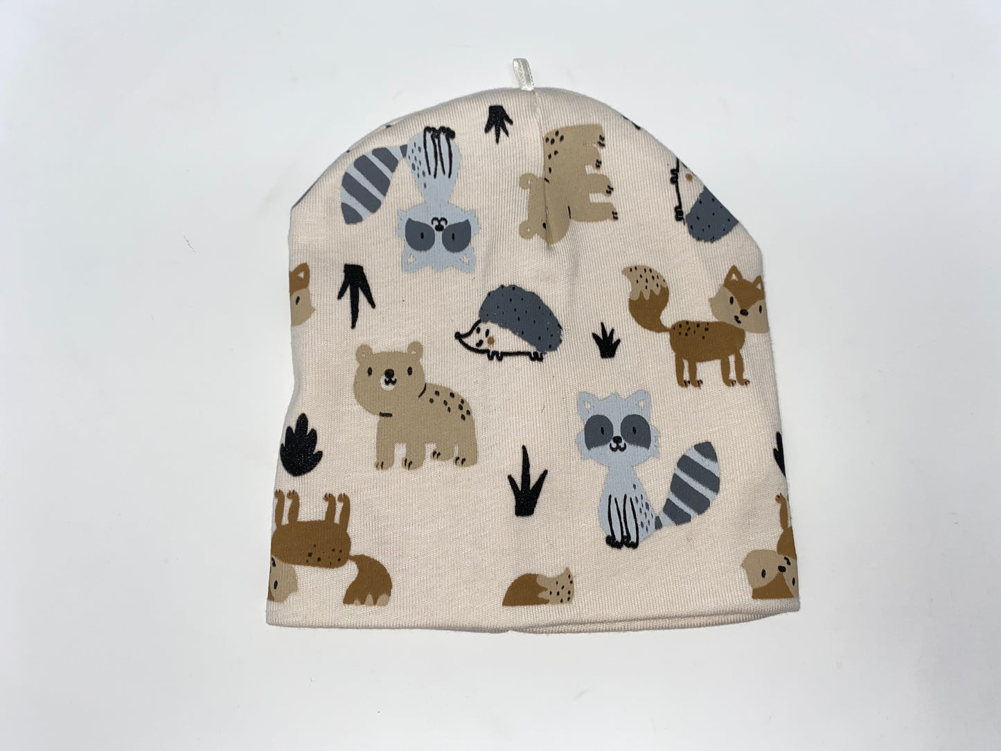 2 x Baby Ohren Mütze Jersey Motive Teddy & Tiere im Wald 100% Baumwolle