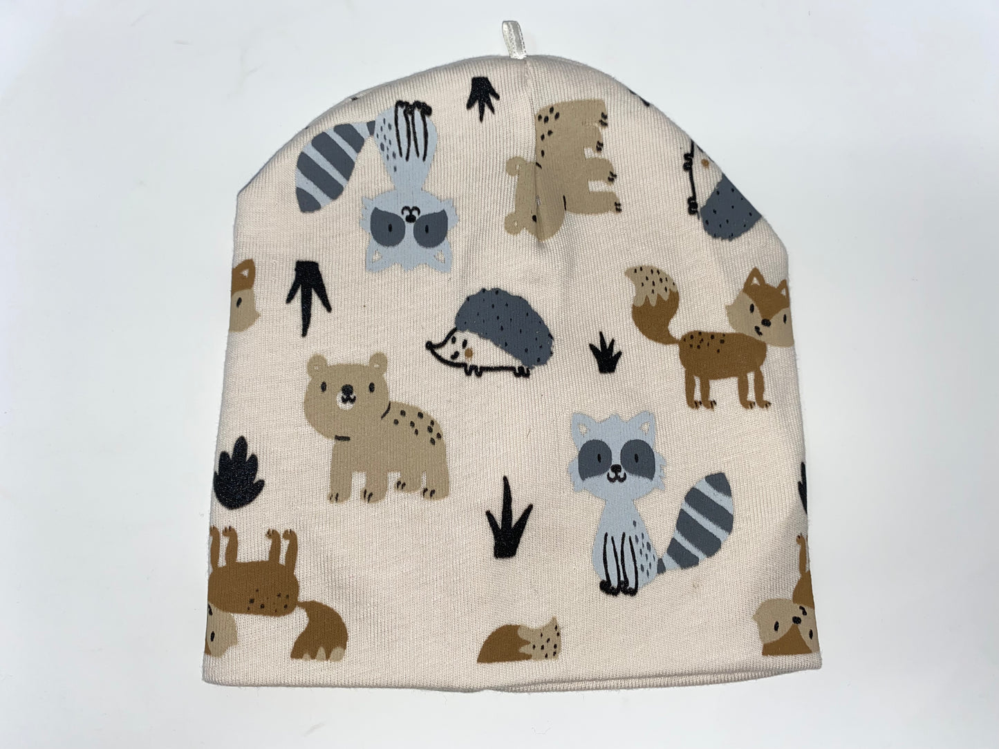 2 x Baby Ohren Mütze Jersey Motive Teddy & Tiere im Wald 100% Baumwolle