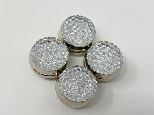 2x Magnet Pin für Kopftuch Hijab Kopftuchhalter magnetische Brosche Perle Glitzer 0003 – Weiß