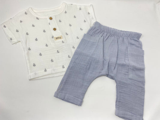 Baby Sommer Set Zweiteiler Musselin Hemd & Pumphose