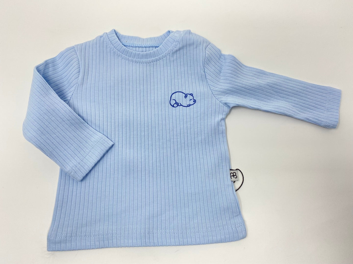 Baby Set 3 Teilig für Neugeborene Strampel Hose Oberteil Mütze Mützchen gerippt Jungen hellblau Teddy Bär