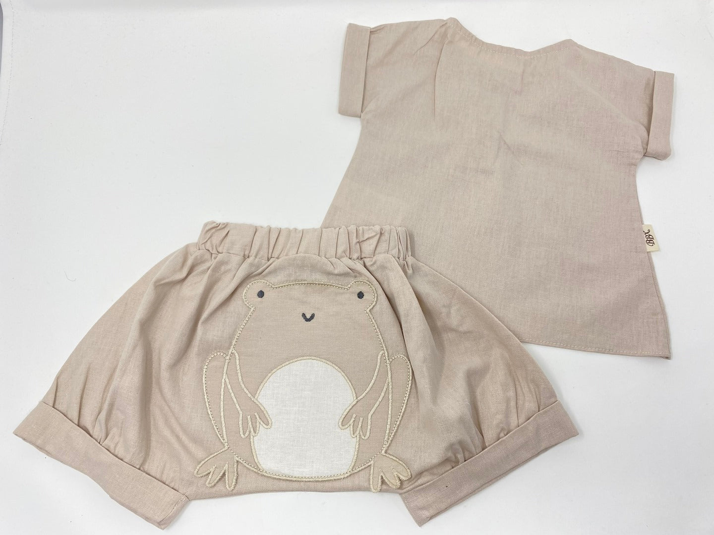 Baby Sommer Set Zweiteiler Hemd & Pumphose Frosch Applikation Baumwolle