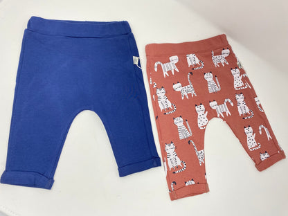 Baby Sweat Hose Wohlfühlhose Mädchen Katzen 2 er Pack Dunkelblau / Terracotta