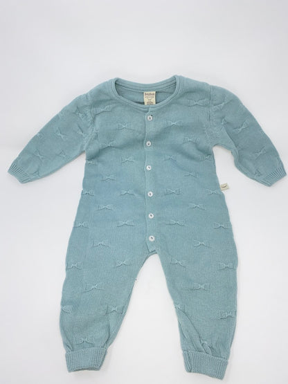 Baby Overall Einteiler Strampler Jumpsuit Mädchen mit Schleifchen Mint aus reiner Baumwolle