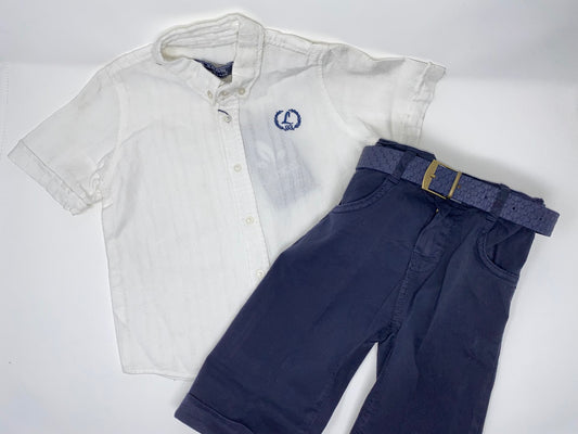 Kinder Jungen Sommer Set Hose & Hemd & Gürtel