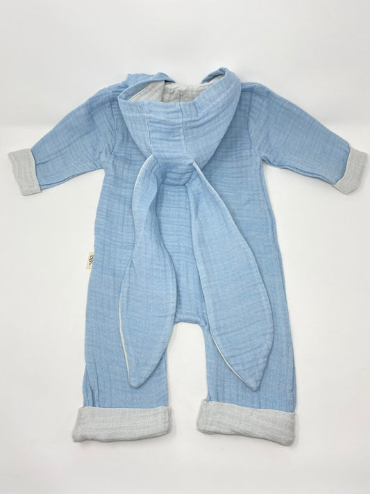 Baby Overall Einteiler Jumpsuit Kapuzenoverall Musselin Jungen Hasenohren reine Baumwolle