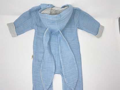 Baby Overall Einteiler Jumpsuit Kapuzenoverall Musselin Jungen Hasenohren reine Baumwolle