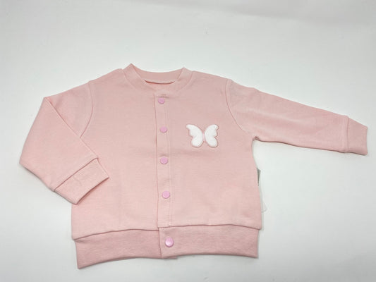 Baby Sweat Jacke Jäckchen Mädchen Rosa Schmetterling Stickerei