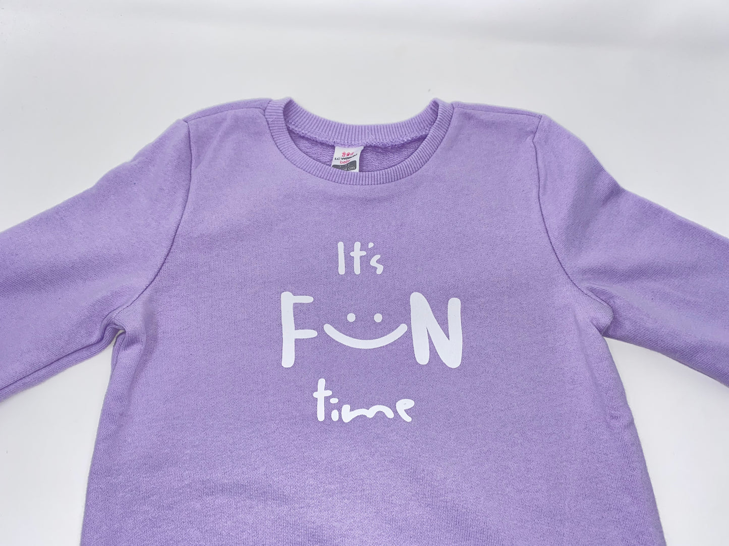 Mädchen Langarmshirt T-Shirt Longsleeve Sweat-Shirt Lila Smiley