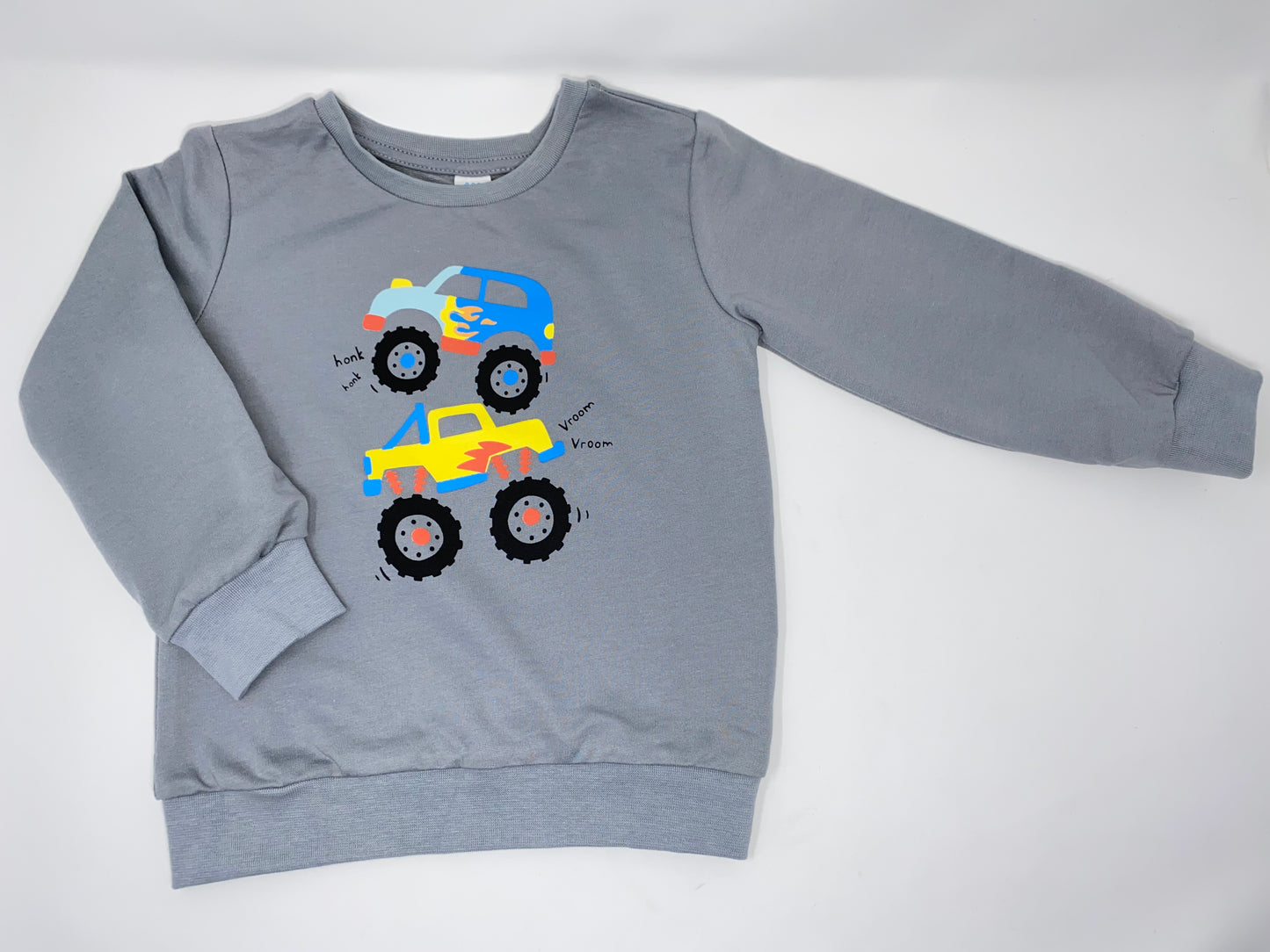 Jungen Pullover Sweat-Shirt  Langarmshirt T-Shirt Truck Grau